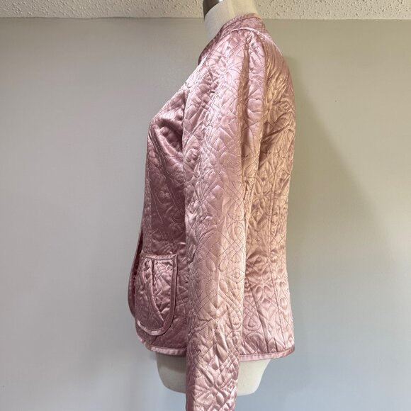 BANANA REPUBLIC Vintage Pink Quilted Silk Jacket - Picture 2 of 9